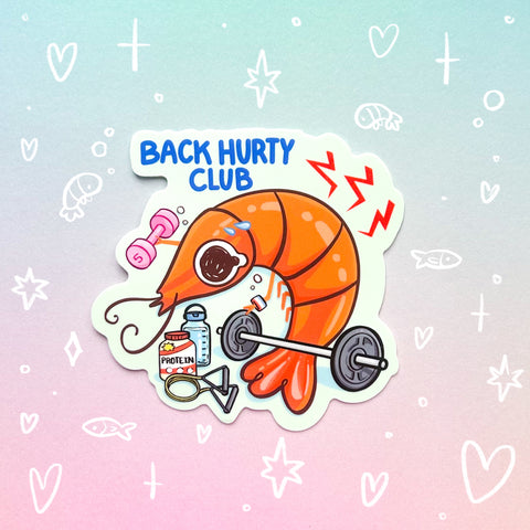 Back Hurty Club Gym Glossy Waterproof Sticker