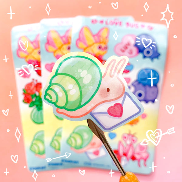 Love Bugs Heart Holographic Waterproof Sticker Sheet