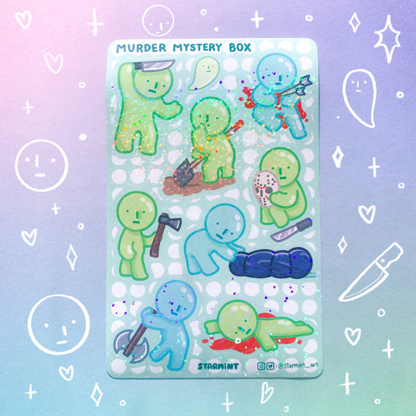Murder Mystery Box Waterproof Holographic Sticker Sheet