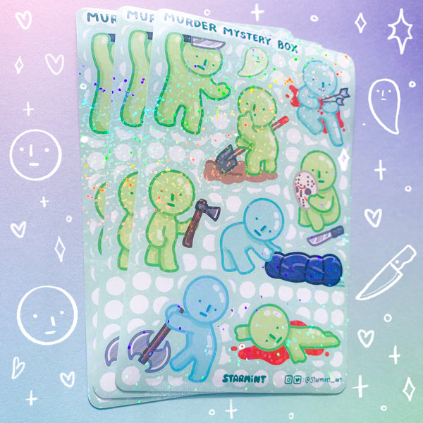Murder Mystery Box Waterproof Holographic Sticker Sheet