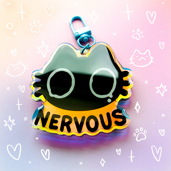 Nervous Void Cat 2 Inch Rainbow Acrylic Charm