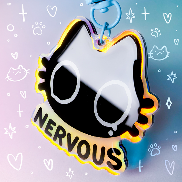 Nervous Void Cat 2 Inch Rainbow Acrylic Charm
