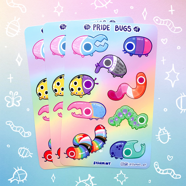 Pride Bugs Waterproof Glossy/Holo Sticker Sheet