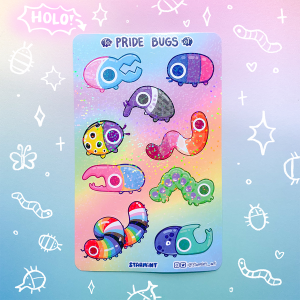 Pride Bugs Waterproof Glossy/Holo Sticker Sheet