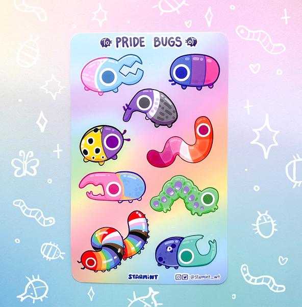 Pride Bugs Waterproof Glossy/Holo Sticker Sheet
