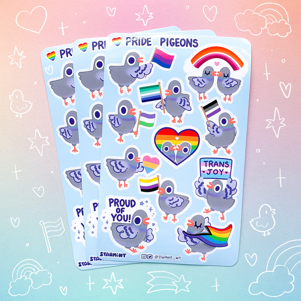 Pride Pigeon Waterproof Glossy/Holo Sticker Sheet