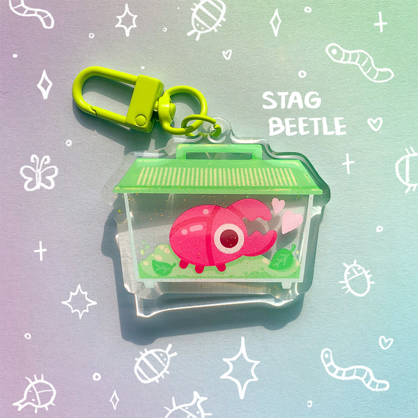 Beetle Keepers 2 inch Glitter Acrylic Charm