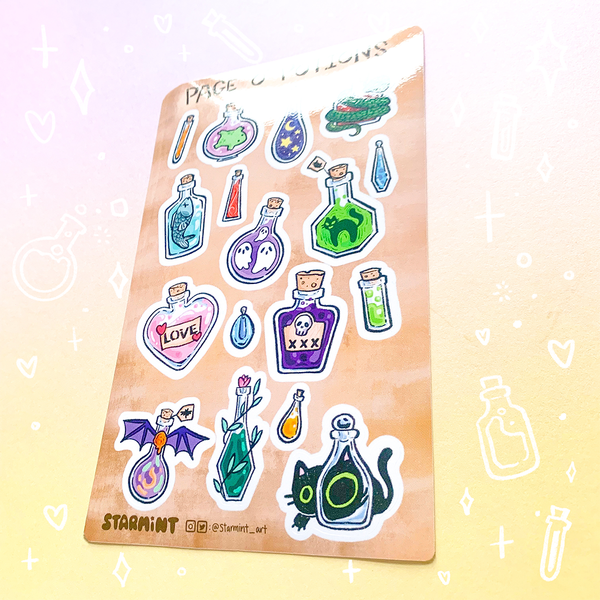 Page O' Potions Glossy Waterproof Sticker Sheet