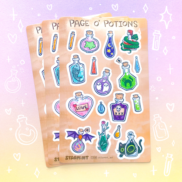 Page O' Potions Glossy Waterproof Sticker Sheet