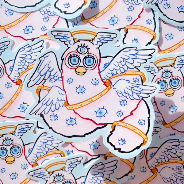 4 INCH Angel Furby Glossy Vinyl Sticker