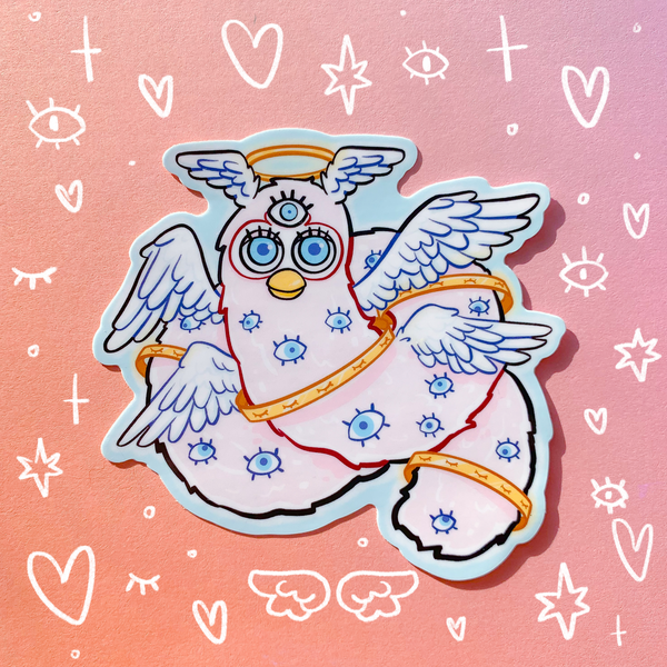 4 INCH Angel Furby Glossy Vinyl Sticker