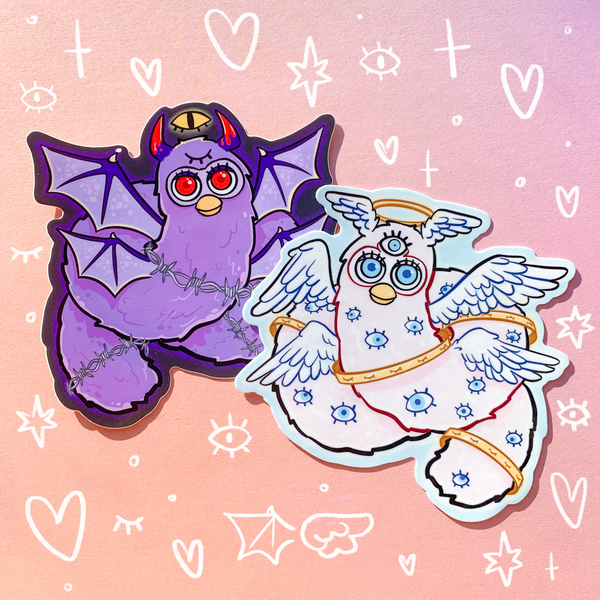 4 INCH Angel Furby Glossy Vinyl Sticker