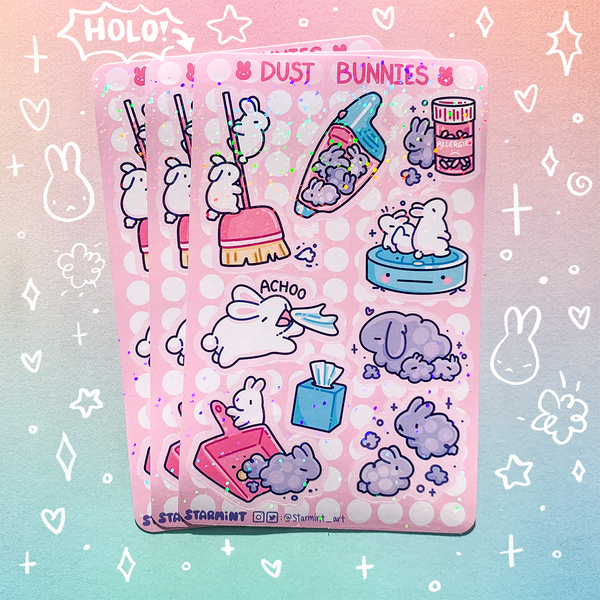 Dust Bunny Waterproof Glossy/Holo Sticker Sheet