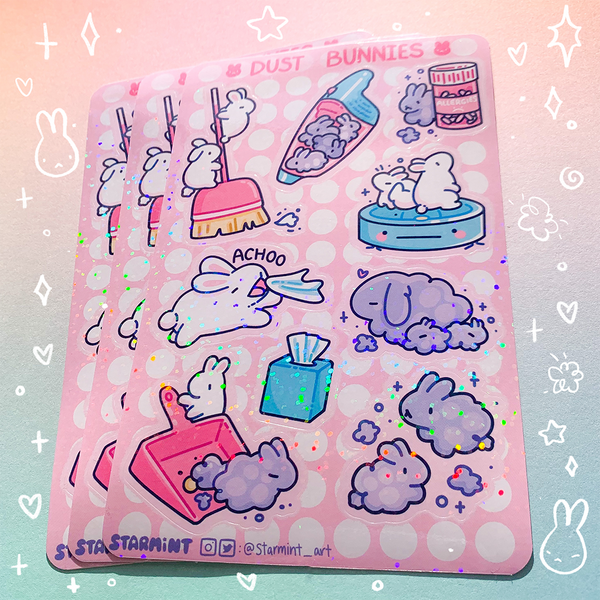 Dust Bunny Waterproof Glossy/Holo Sticker Sheet