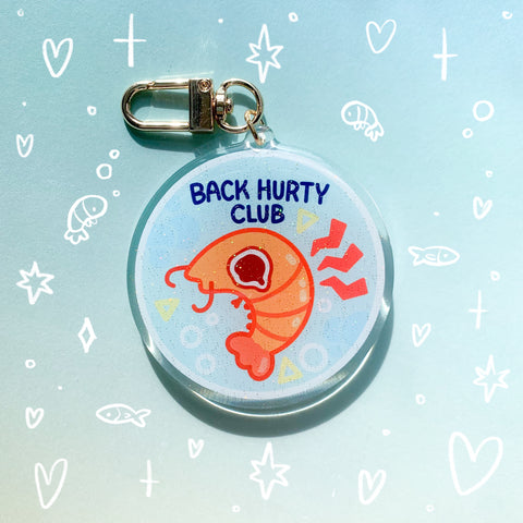 Back Hurty Club 2.5 Inch Glitter Acrylic Charm