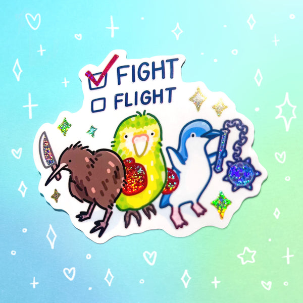 Fight or Flight Holographic Waterproof Sticker