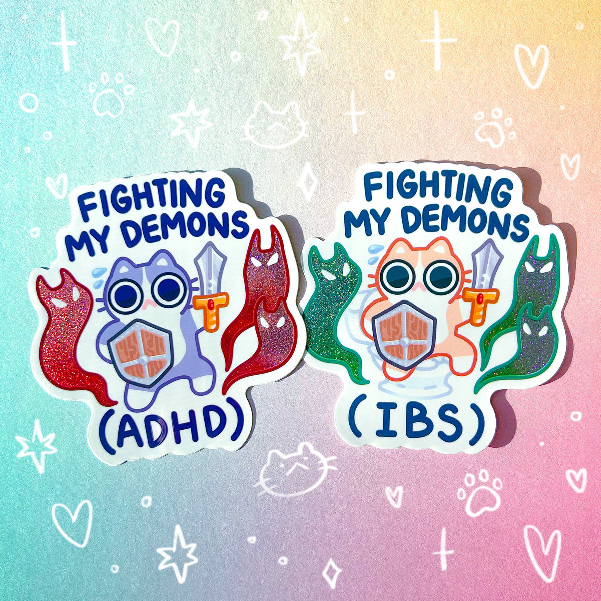 Fighting My Demons (ADHD) Holographic Waterproof Sticker – Starmint Art