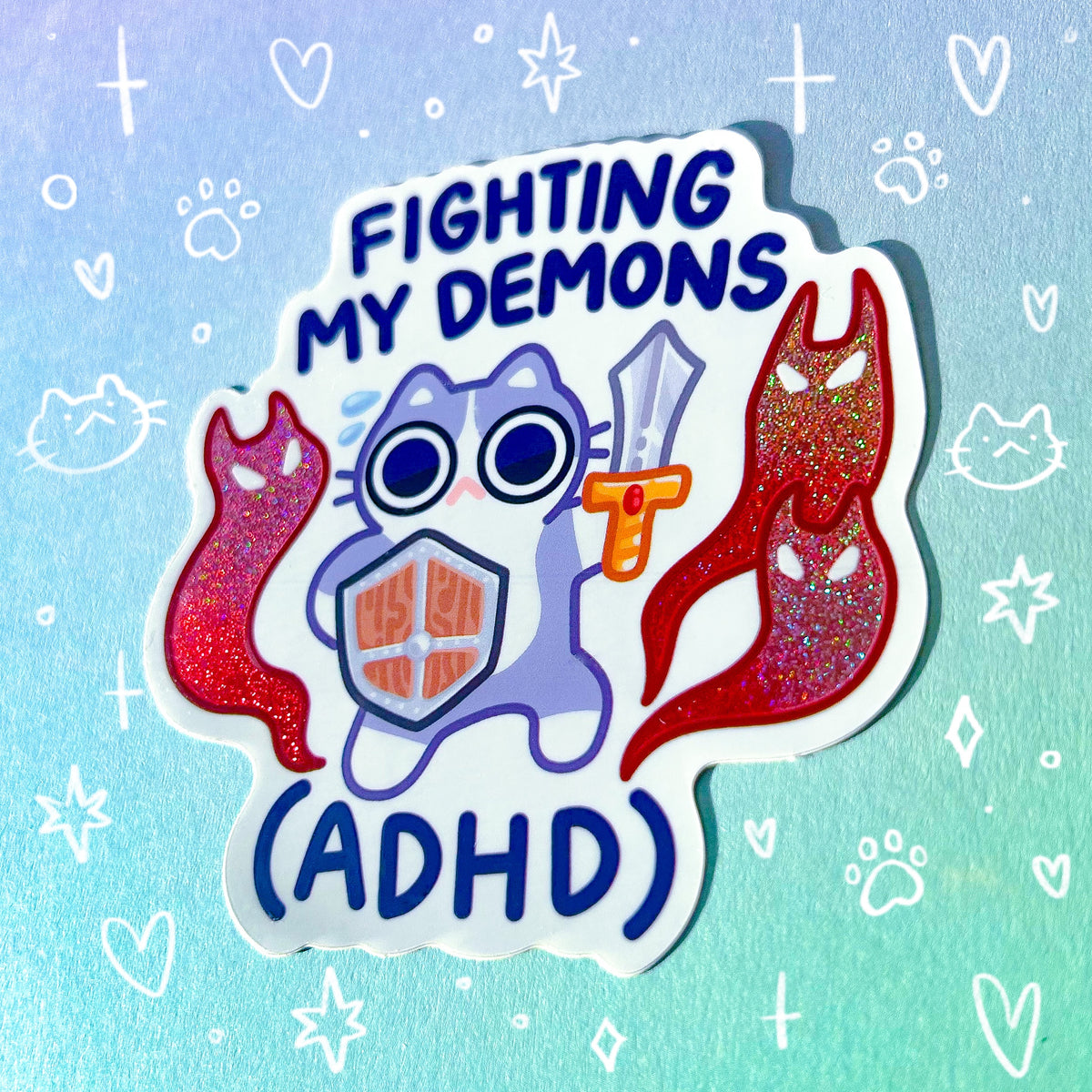 Fighting My Demons (ADHD) Holographic Waterproof Sticker – Starmint Art