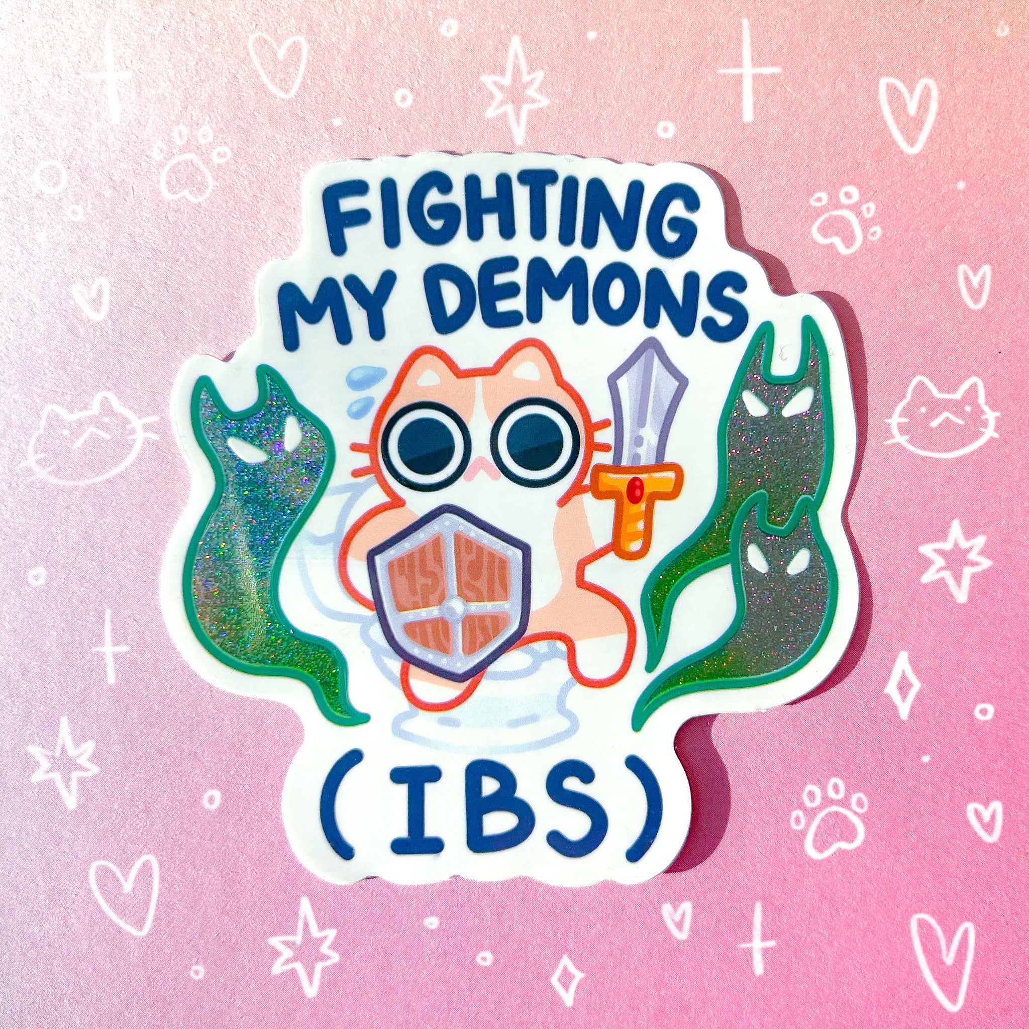 Fighting My Demons (IBS) Holographic Waterproof Sticker