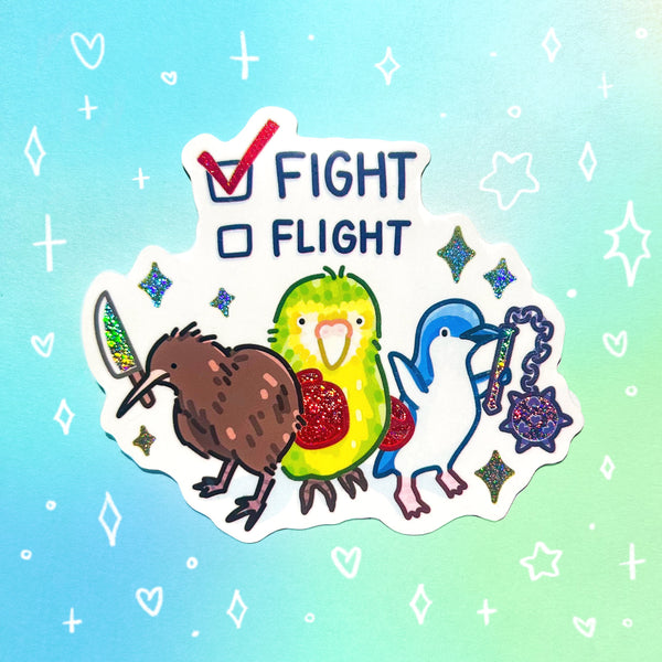 Fight or Flight Holographic Waterproof Sticker