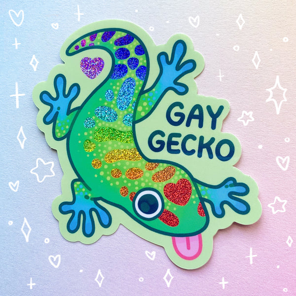 Gay Gecko Holographic Waterproof Vinyl Sticker