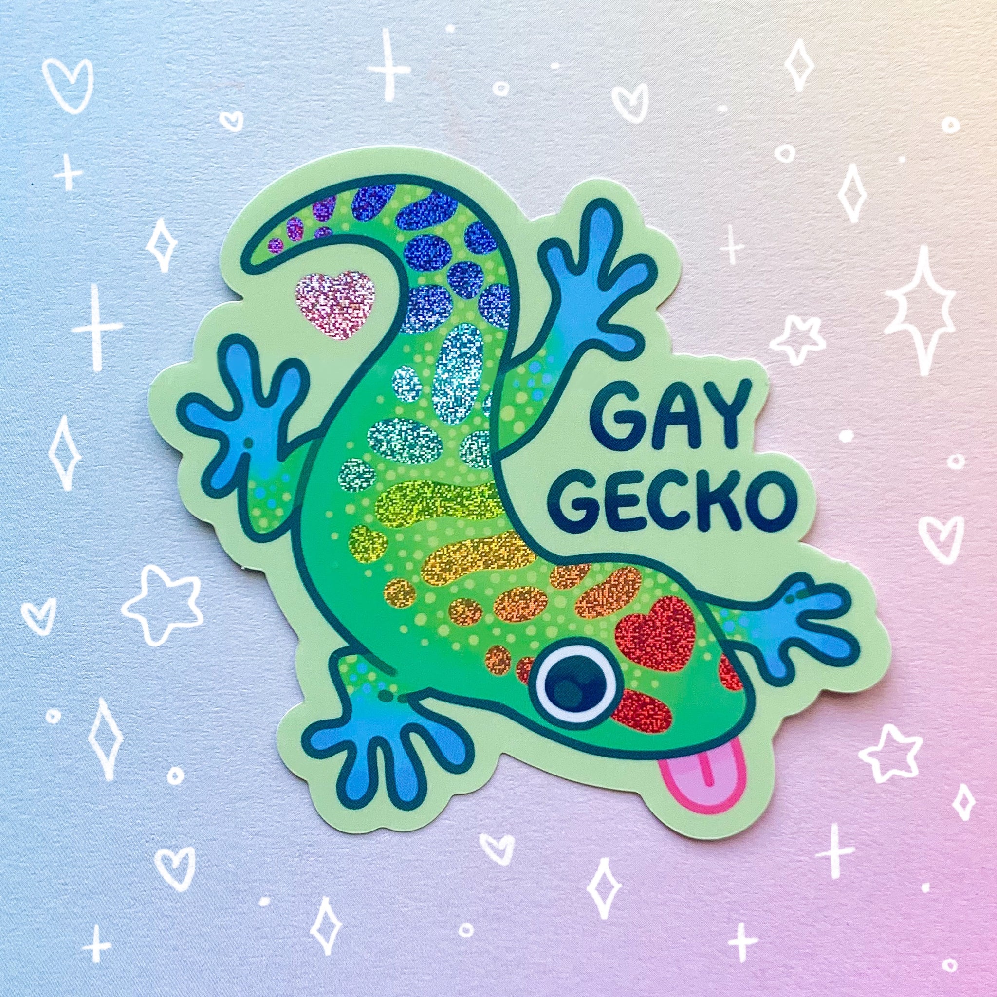 Gay Gecko Holographic Waterproof Vinyl Sticker