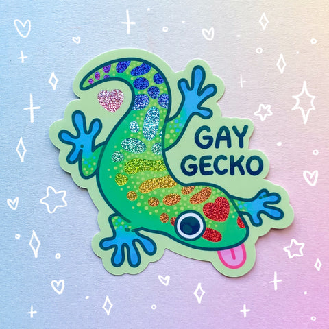 Gay Gecko Holographic Waterproof Vinyl Sticker