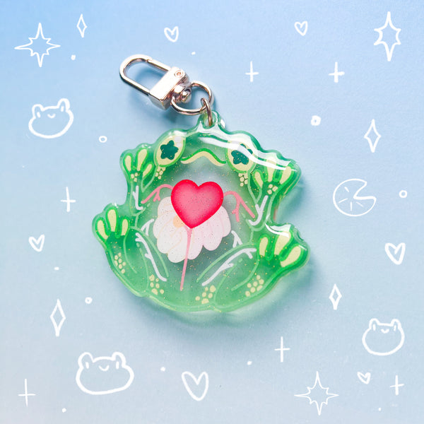 Glass Frog 2.5 Inch Glitter Acrylic Charm