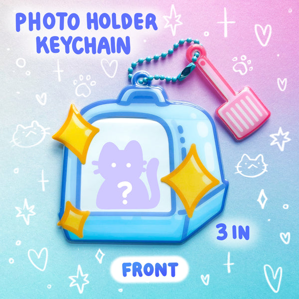 Litter Box Photo Holder PVC Keychain