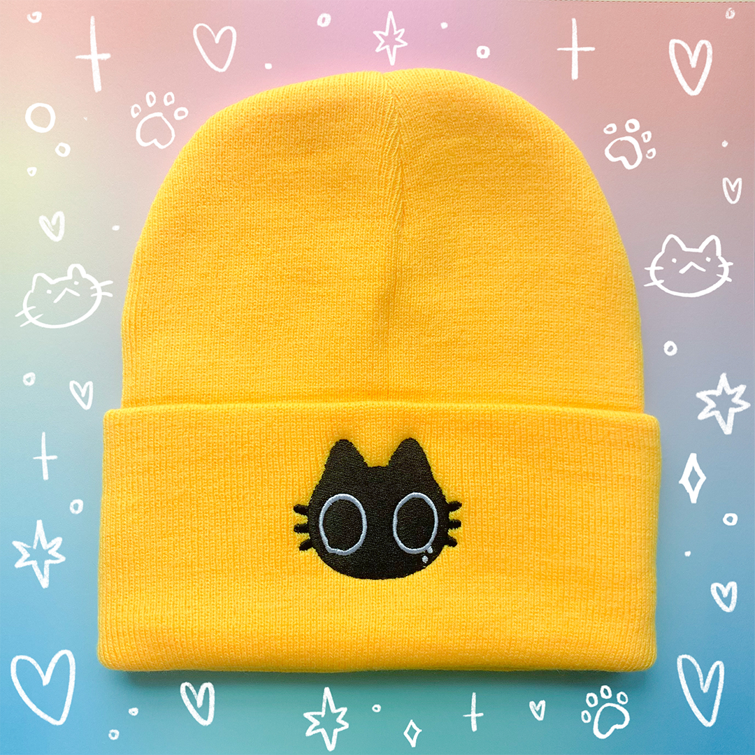 Nervous Cat Embroidered Beanie