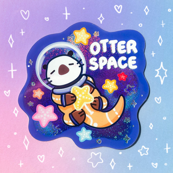 Otter Space Holographic Waterproof Sticker