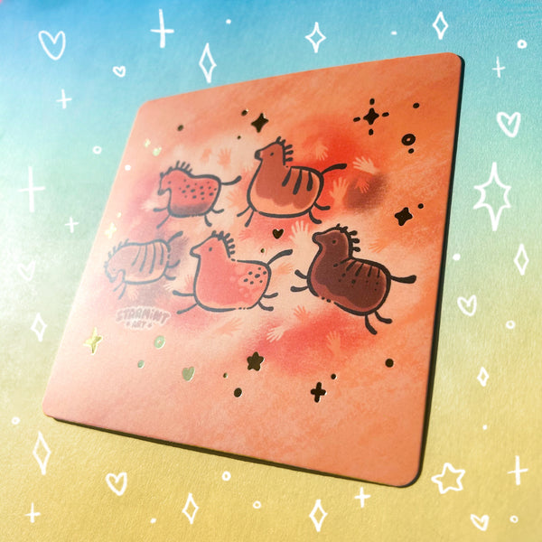 Prehistoric Ponies Gold Foil Mini Print