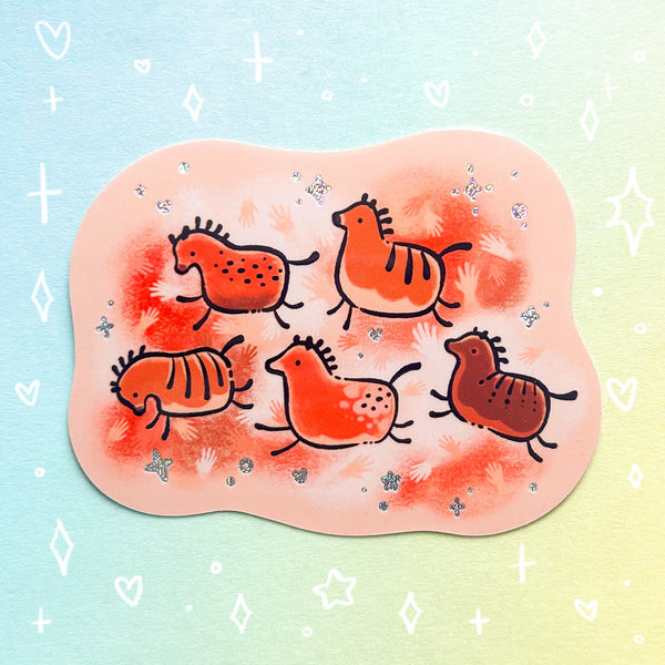 Prehistoric Ponies Holographic Waterproof Sticker