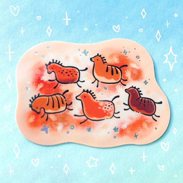 Prehistoric Ponies Holographic Waterproof Sticker