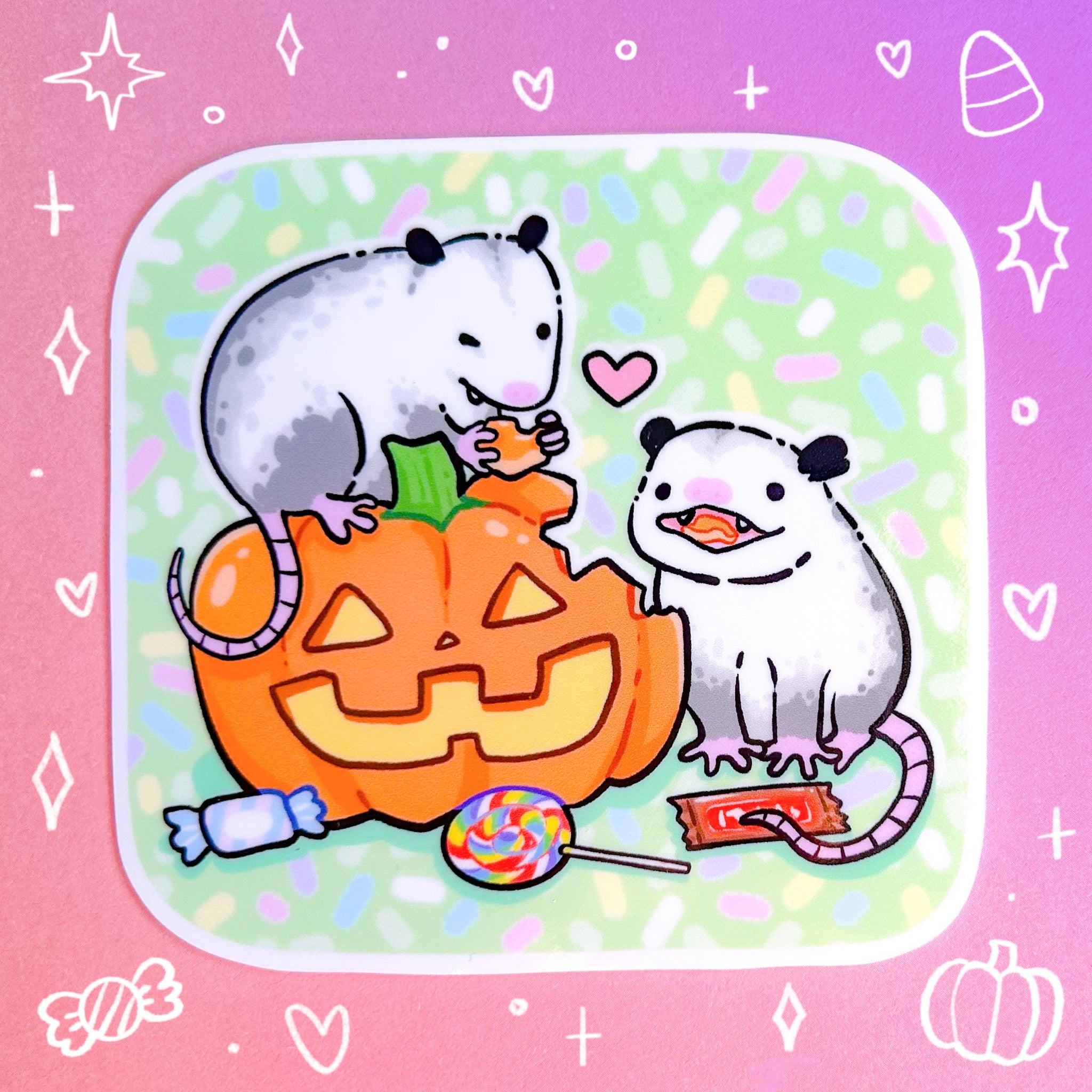 Pumpkin Opossums Waterproof Sticker