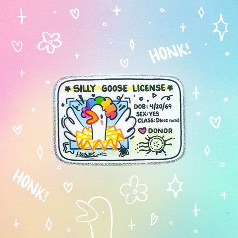 Silly Goose License V1 Holographic Waterproof Vinyl Sticker