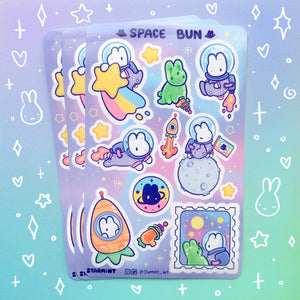 Space Bun Waterproof Sticker Sheet