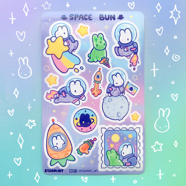 Space Bun Waterproof Sticker Sheet