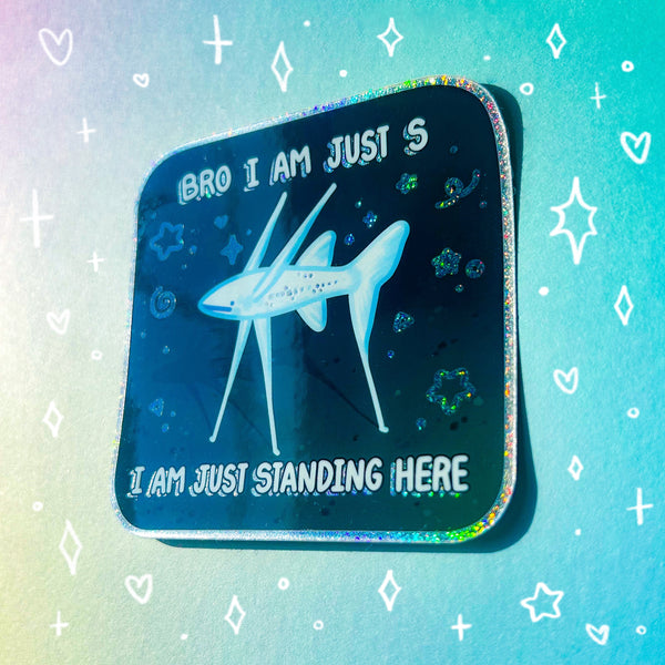 Bro I Am Just Standing Here Holographic Waterproof Sticker