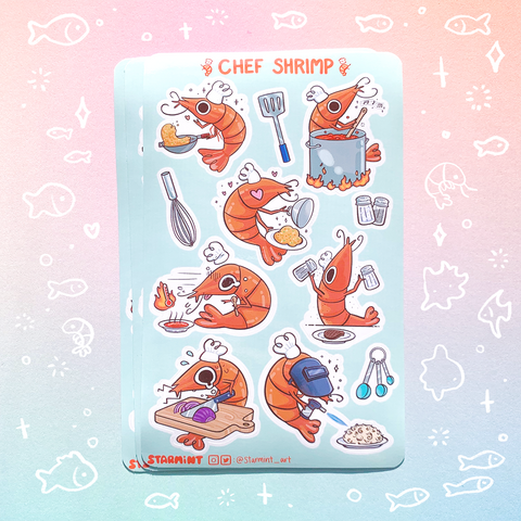 Chef Shrimp Waterproof Sticker Sheet