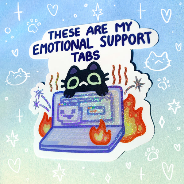 Emotional Support Tabs Holographic Waterproof Vinyl Sticker