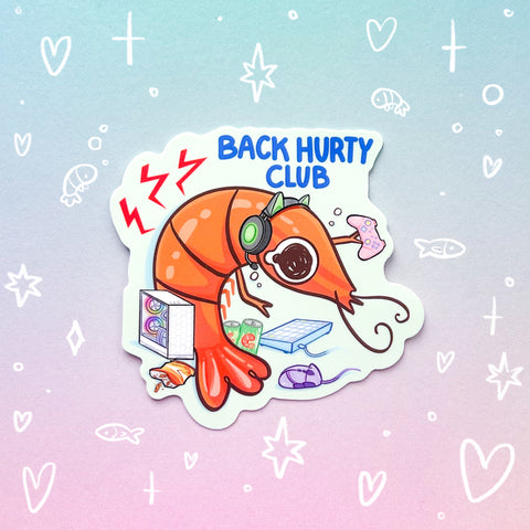 Back Hurty Club Gamer Glossy Waterproof Sticker