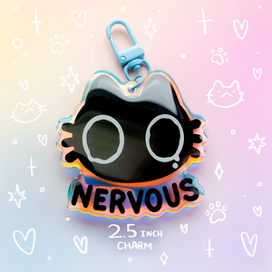 Nervous Void Cat 2 Inch Rainbow Acrylic Charm