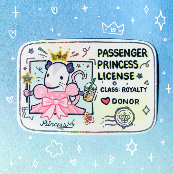 Passenger Princess License Holographic Waterproof Vinyl Sticker