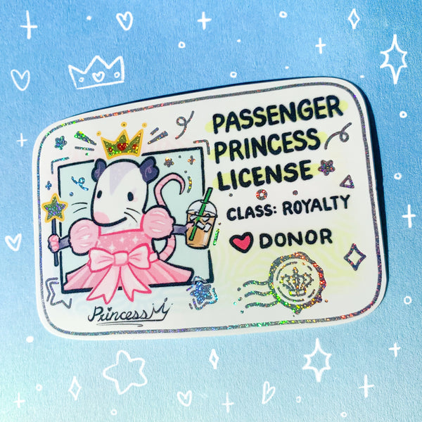 Passenger Princess License Holographic Waterproof Vinyl Sticker