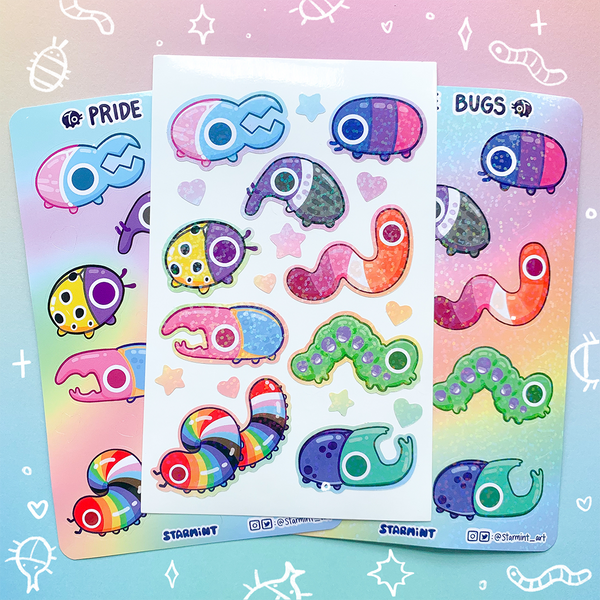 Pride Bugs Waterproof Glossy/Holo Sticker Sheet