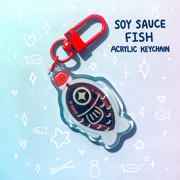 Soy Sauce Fish 2 inch Glitter Acrylic Charm