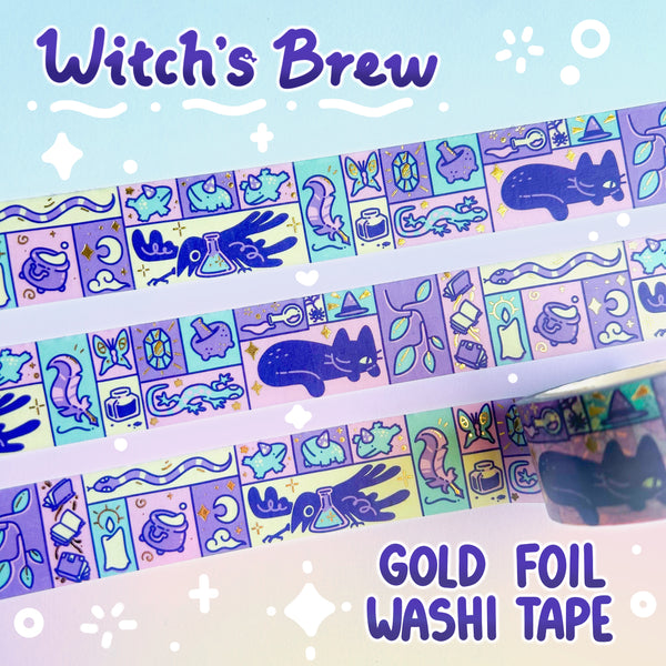 Witch's Brew Gold Foil Washi Tape