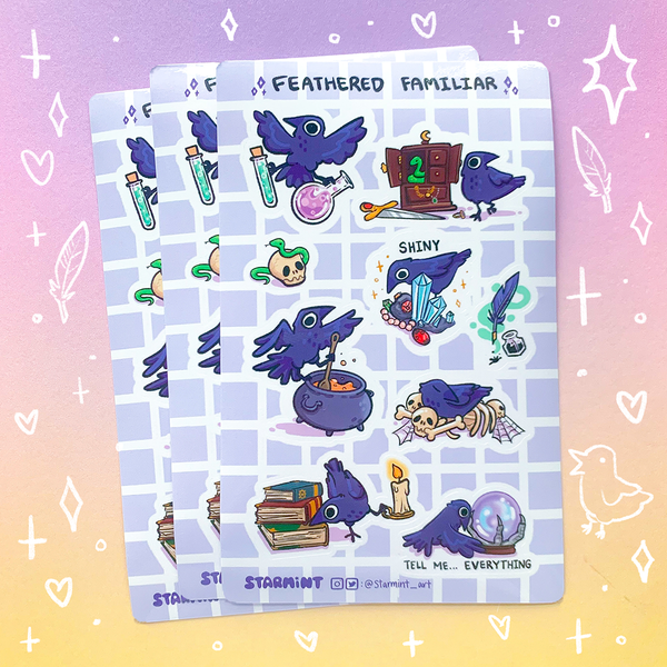 Feathered Familiar Waterproof Sticker Sheet