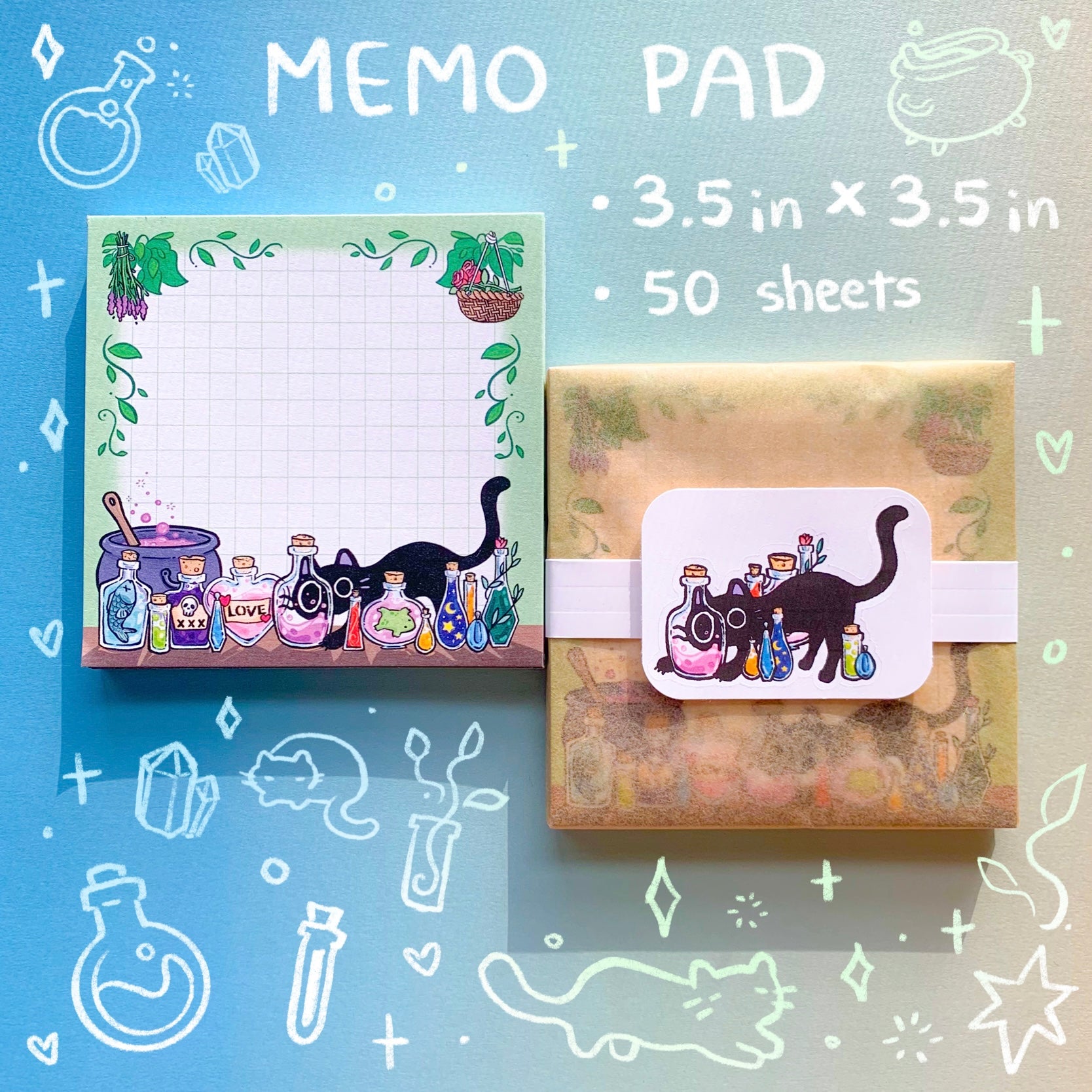 Potion Cat Witchy Memo Pad